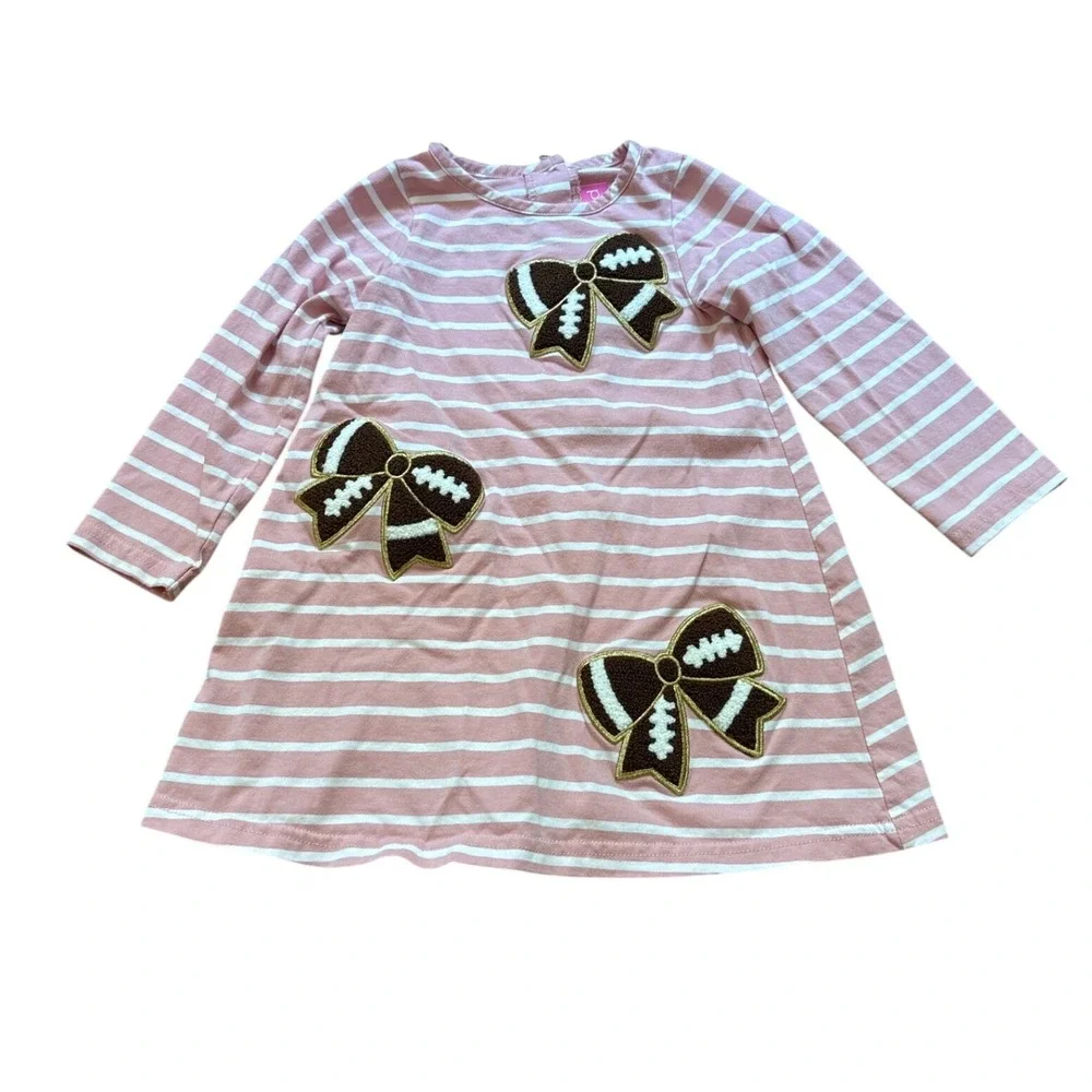 Good Lad Football Bow Dress Toddler Girls Pink Excellent‎ Striped SIZE 3T
